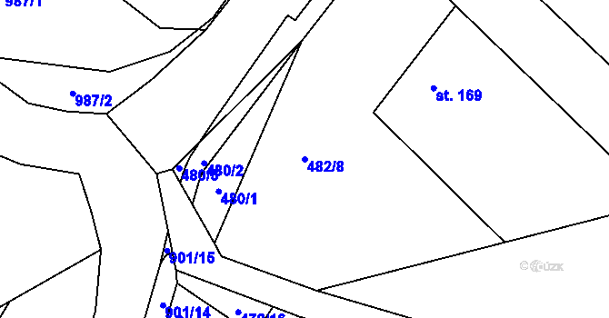 Parcela st. 482/8 v KÚ Běstvina, Katastrální mapa