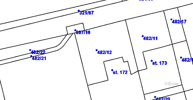 Parcela st. 482/12 v KÚ Běstvina, Katastrální mapa