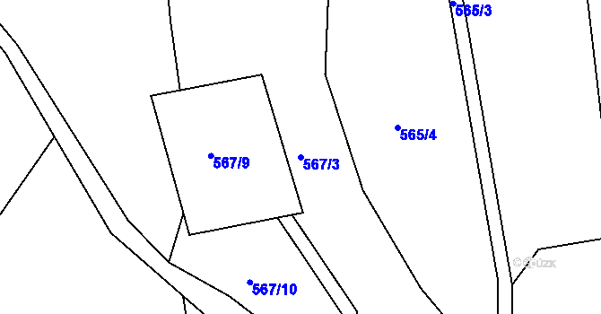 Parcela st. 567/3 v KÚ Běstvina, Katastrální mapa