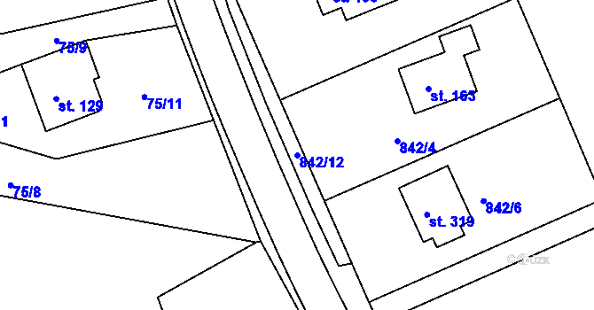 Parcela st. 842/12 v KÚ Běstvina, Katastrální mapa