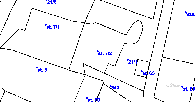 Parcela st. 7/2 v KÚ Spačice, Katastrální mapa
