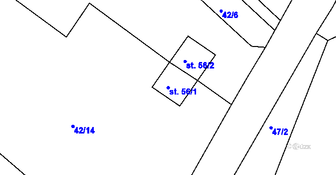 Parcela st. 56/1 v KÚ Spačice, Katastrální mapa