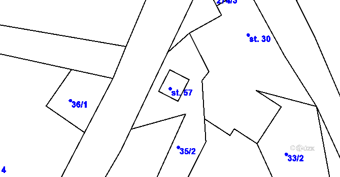 Parcela st. 57 v KÚ Spačice, Katastrální mapa