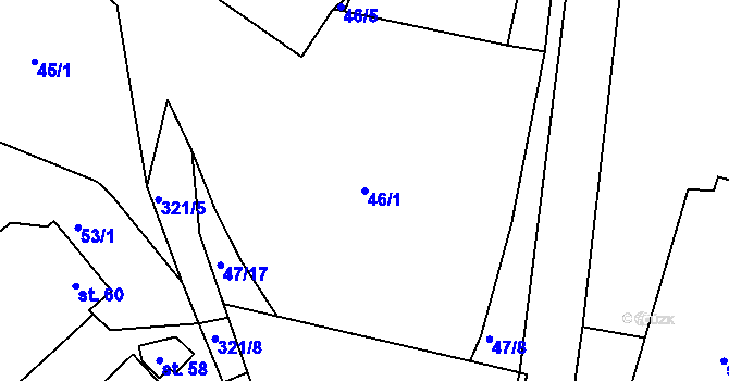Parcela st. 46/1 v KÚ Spačice, Katastrální mapa