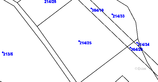 Parcela st. 214/25 v KÚ Spačice, Katastrální mapa