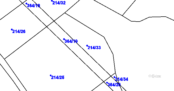 Parcela st. 214/33 v KÚ Spačice, Katastrální mapa