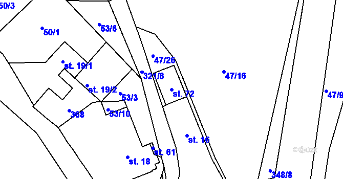 Parcela st. 72 v KÚ Spačice, Katastrální mapa