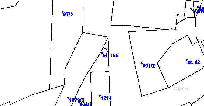 Parcela st. 155 v KÚ Běšiny, Katastrální mapa