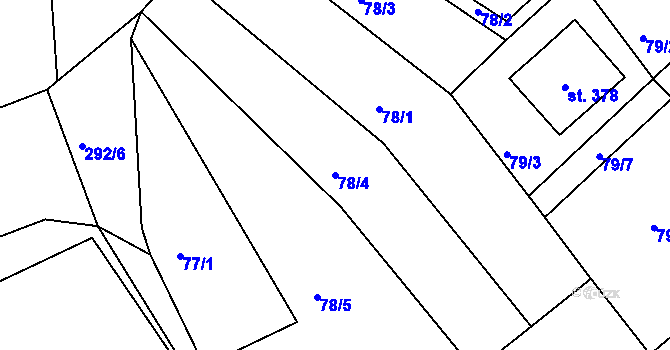 Parcela st. 78/4 v KÚ Běšiny, Katastrální mapa