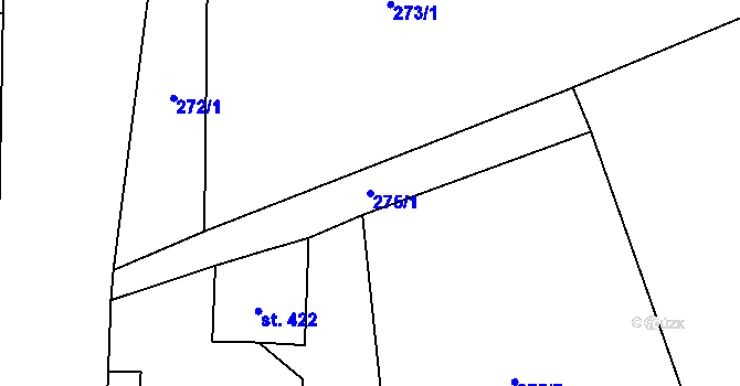Parcela st. 275/1 v KÚ Běšiny, Katastrální mapa