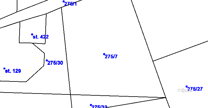 Parcela st. 275/7 v KÚ Běšiny, Katastrální mapa