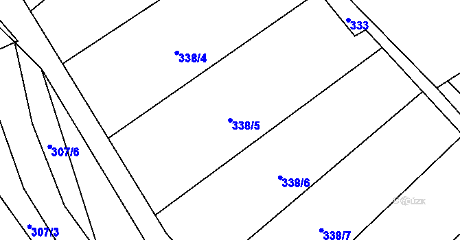 Parcela st. 338/5 v KÚ Běšiny, Katastrální mapa