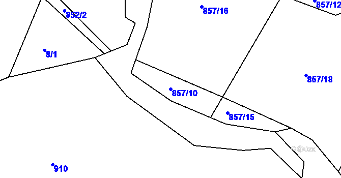 Parcela st. 857/10 v KÚ Běšiny, Katastrální mapa