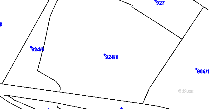 Parcela st. 924/1 v KÚ Běšiny, Katastrální mapa