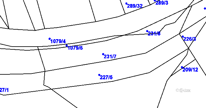 Parcela st. 231/7 v KÚ Běšiny, Katastrální mapa