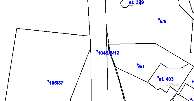Parcela st. 1049/5 v KÚ Běšiny, Katastrální mapa