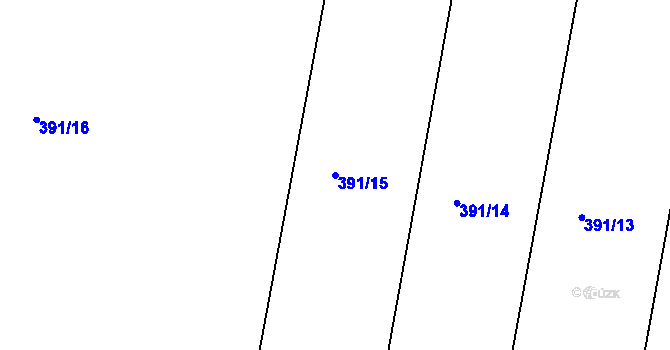 Parcela st. 391/15 v KÚ Běšiny, Katastrální mapa