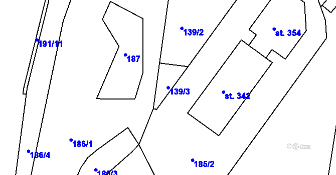 Parcela st. 139/3 v KÚ Běšiny, Katastrální mapa