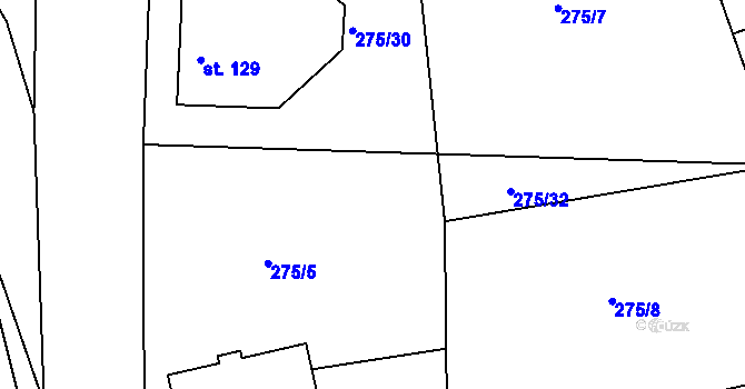 Parcela st. 275/31 v KÚ Běšiny, Katastrální mapa