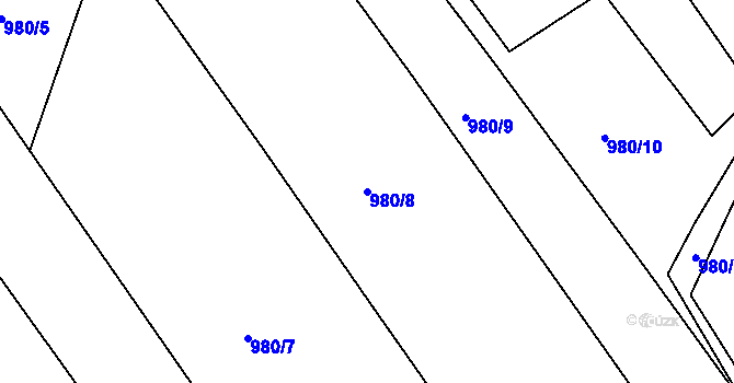 Parcela st. 980/8 v KÚ Běšiny, Katastrální mapa