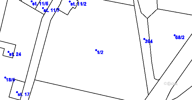 Parcela st. 1/2 v KÚ Hořákov, Katastrální mapa