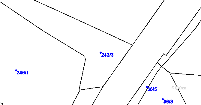 Parcela st. 243/3 v KÚ Hořákov, Katastrální mapa