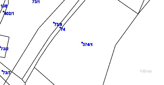 Parcela st. 374/1 v KÚ Hořákov, Katastrální mapa