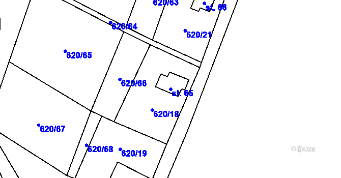 Parcela st. 65 v KÚ Kozí, Katastrální mapa