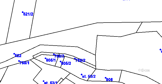 Parcela st. 522 v KÚ Kozí, Katastrální mapa