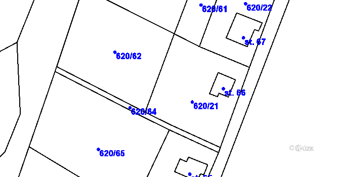 Parcela st. 620/63 v KÚ Kozí, Katastrální mapa