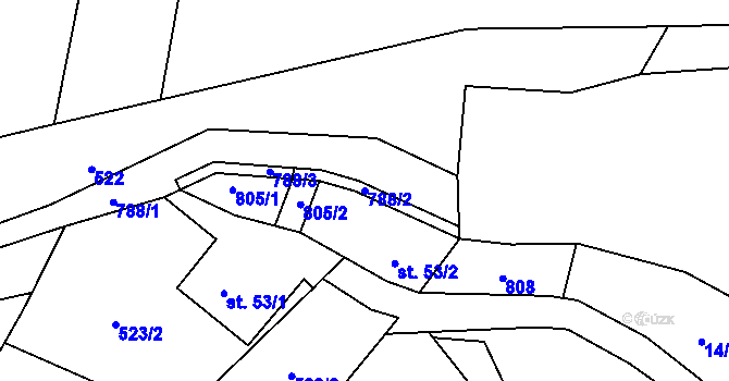 Parcela st. 788/2 v KÚ Kozí, Katastrální mapa