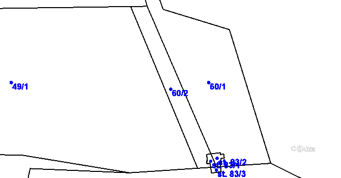 Parcela st. 60/2 v KÚ Kozí, Katastrální mapa