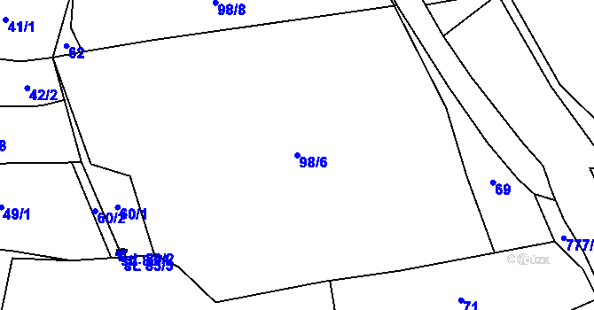 Parcela st. 98/6 v KÚ Kozí, Katastrální mapa