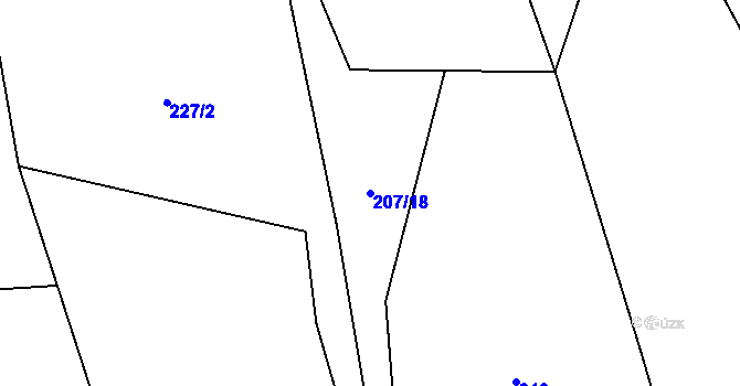 Parcela st. 207/18 v KÚ Kozí, Katastrální mapa