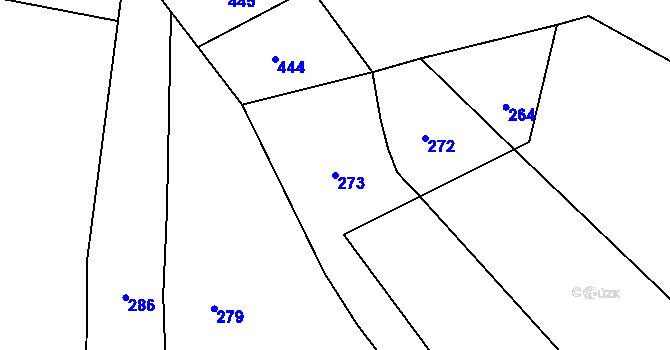 Parcela st. 273 v KÚ Kozí, Katastrální mapa