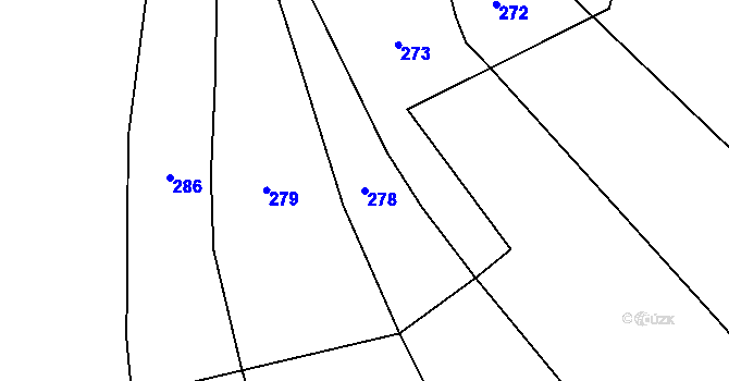 Parcela st. 278 v KÚ Kozí, Katastrální mapa