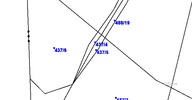 Parcela st. 437/5 v KÚ Kozí, Katastrální mapa