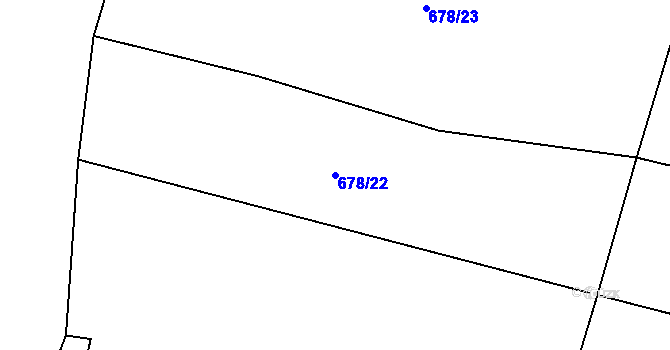 Parcela st. 678/22 v KÚ Kozí, Katastrální mapa