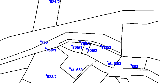 Parcela st. 788/3 v KÚ Kozí, Katastrální mapa