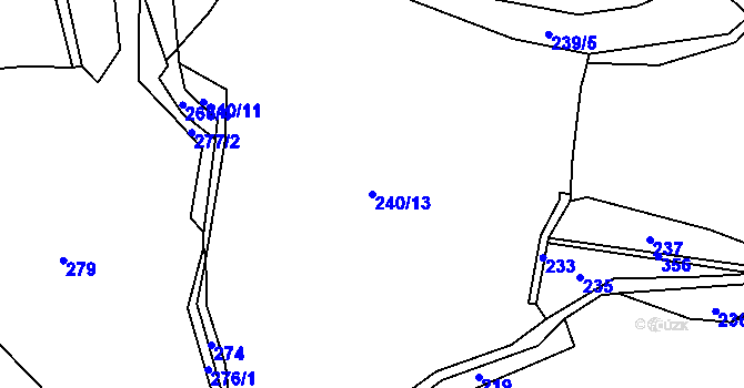 Parcela st. 240/13 v KÚ Rajské, Katastrální mapa