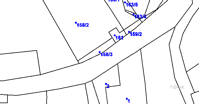 Parcela st. 158/3 v KÚ Běštín, Katastrální mapa