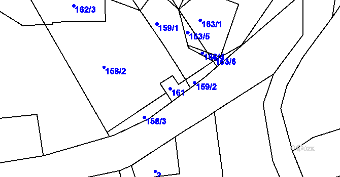 Parcela st. 161 v KÚ Běštín, Katastrální mapa