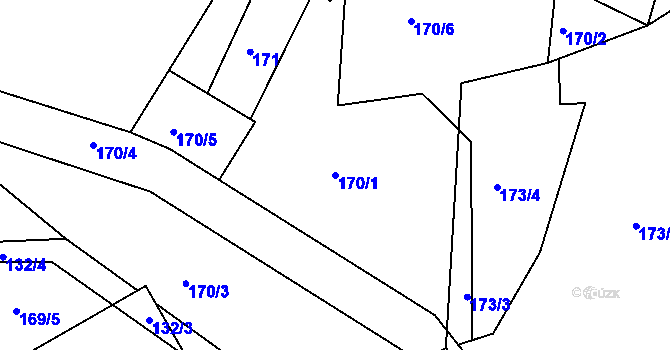 Parcela st. 170/1 v KÚ Běštín, Katastrální mapa