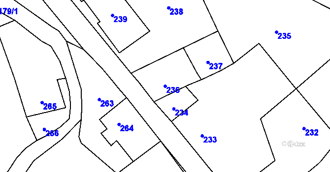 Parcela st. 236 v KÚ Běštín, Katastrální mapa