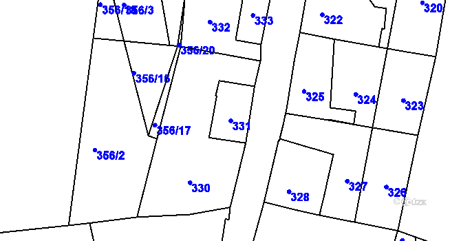 Parcela st. 331 v KÚ Běštín, Katastrální mapa