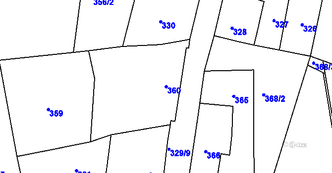Parcela st. 360 v KÚ Běštín, Katastrální mapa