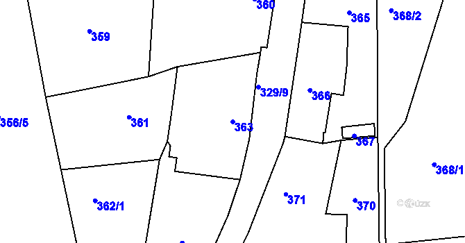 Parcela st. 363 v KÚ Běštín, Katastrální mapa
