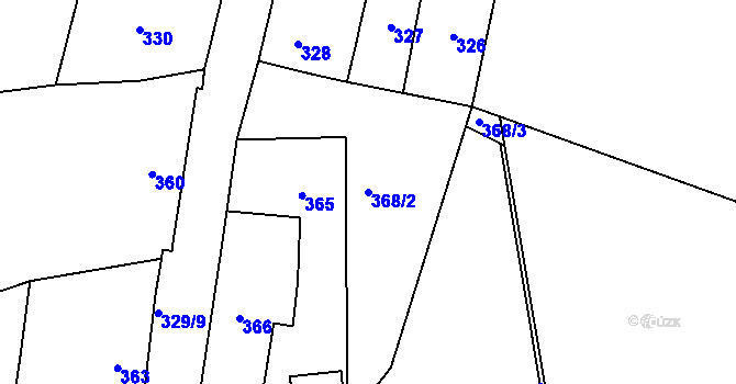 Parcela st. 368/2 v KÚ Běštín, Katastrální mapa