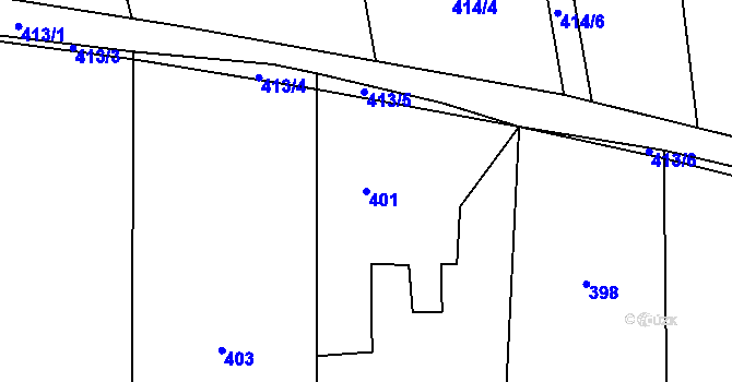 Parcela st. 401 v KÚ Běštín, Katastrální mapa
