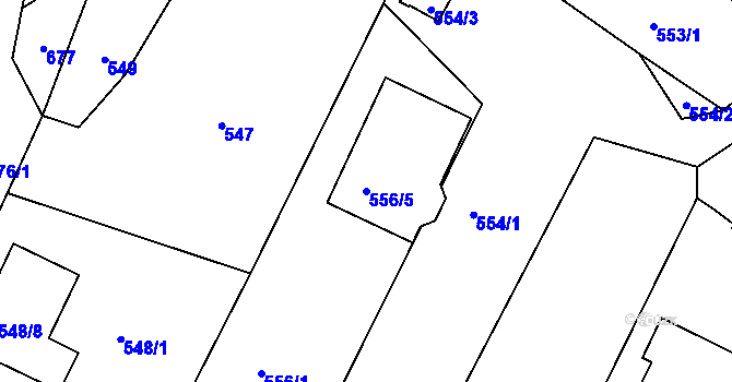 Parcela st. 556/5 v KÚ Běštín, Katastrální mapa